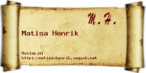 Matisa Henrik névjegykártya
